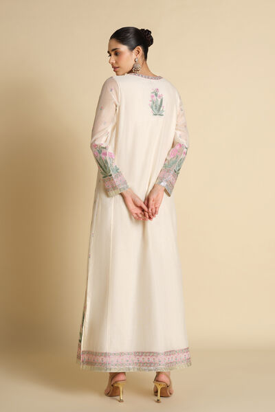 Libna Embroidered Mul Kaftan - White